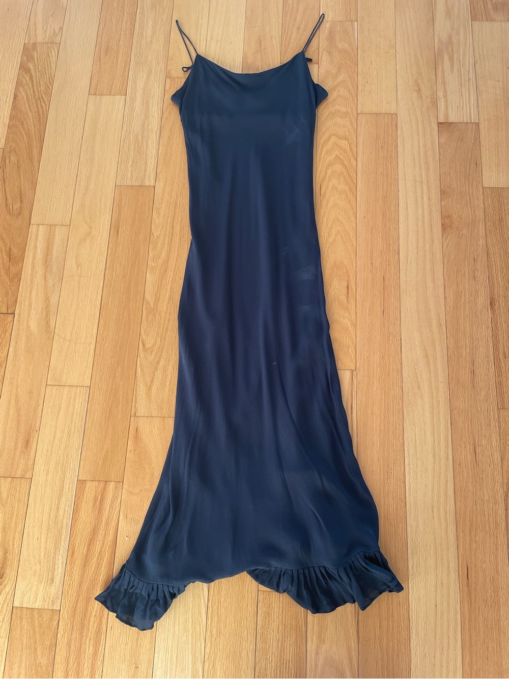 Reformation Navy Slip Maxi with Ruffle Hem